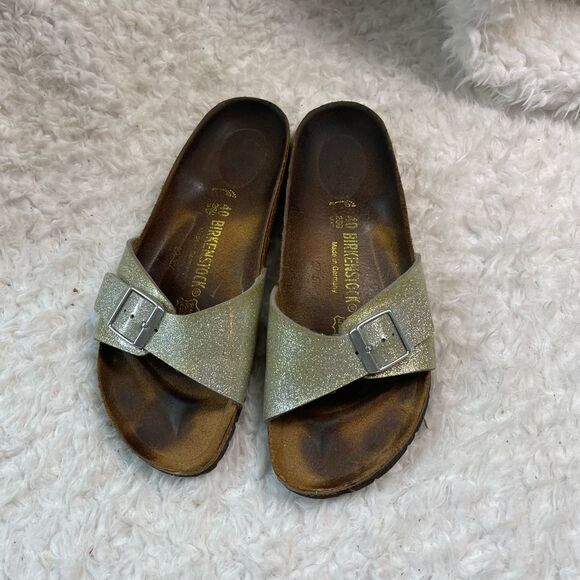 Birkenstock Madrid Matte Metallic glitter silver and Gold silver buckle … - Picture 1 of 10